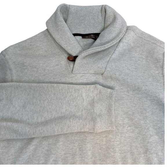 Tasso Elba Mens Sweater Size XL 100% Cotton Light gray Toggle Collar - Picture 7 of 9